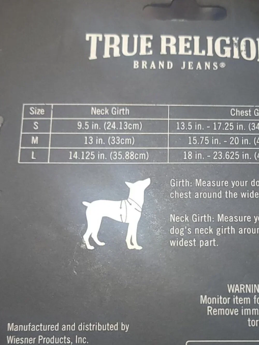 True Religion Pet Harness Medium Black Logo Print Adjustable Dog Harness NWT